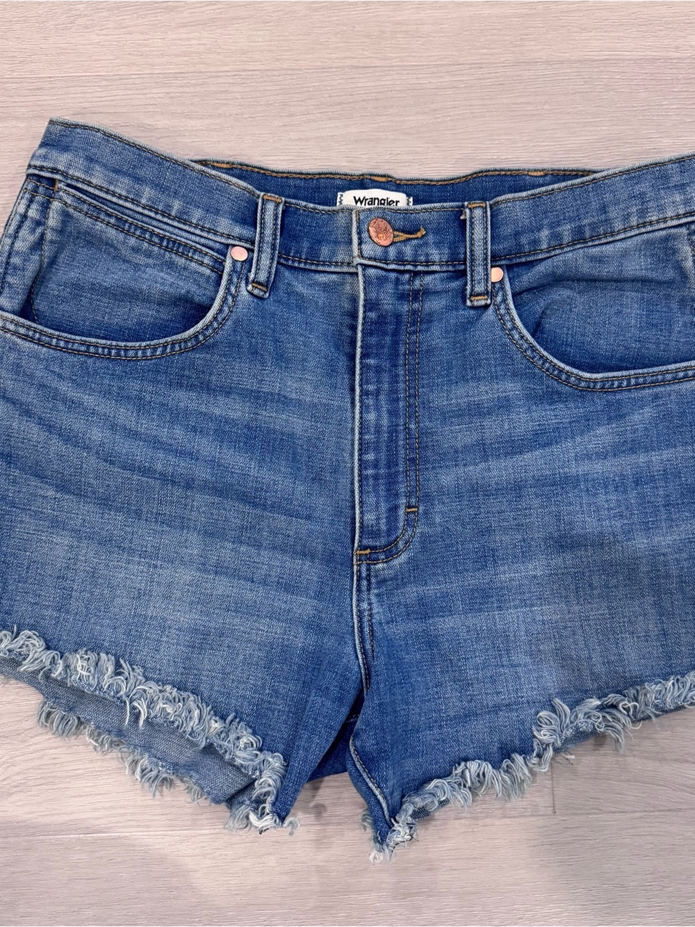 Wrangler Distressed Blue Denim Women's Shorts